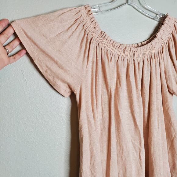 Aritzia Wilfred Sartre Linen Off The Shoulder Top Size XS Pink Coastal Beachy - Picture 5 of 8